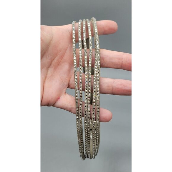 Authentic Swarovski Crystal Grey Suede Rhinestone Wrap Around Bracelet B1A - Picture 4 of 7